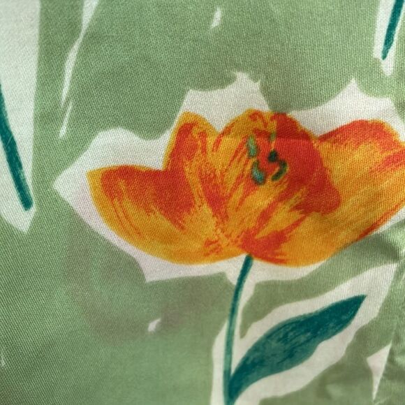 Vtg 80s/90s Alexander Campbell  green sleeveless sheath dress with tulip design - Picture 4 of 12